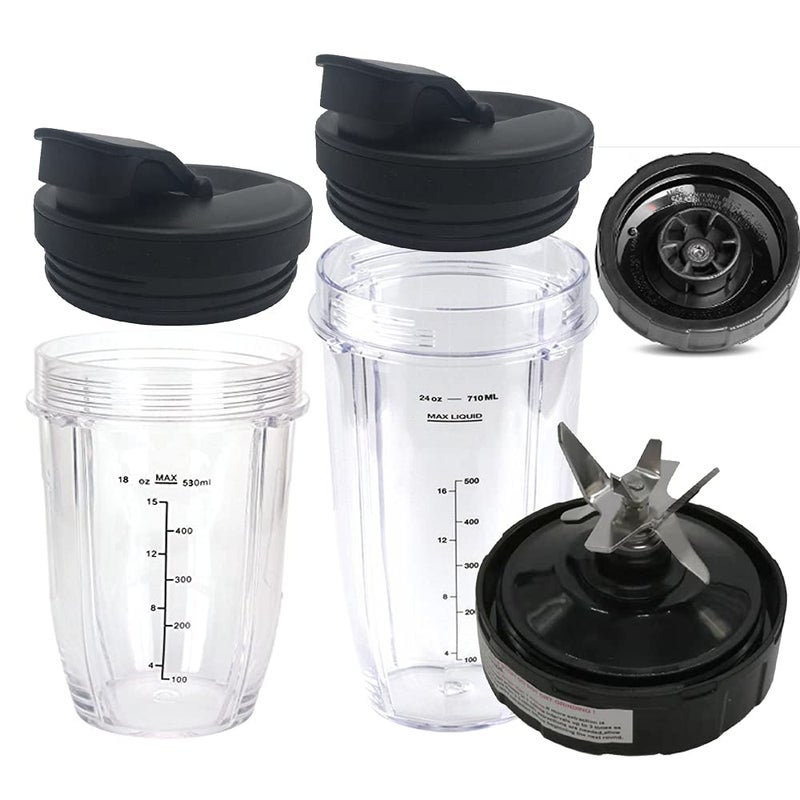 JOYSTAR Replacement Blade with 6 FEMALE FINS Plastic Gear on Bottom with 24oz/18oz and spout lid for NUTRI NINJA PRO OR Auto-iQ BlenderBL451 30 DOB/BL455 30 DOB/BL456 BRN 30 DOB/BL482 30 DOB/BL480D - Image 1
